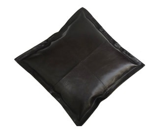 20x20 Inch Coffee Brown  Genuine Leather Cushion Cover, Pillow Couch, Leather Pillow Case, Plain Square Leather Pillow Cover, Decor For Room