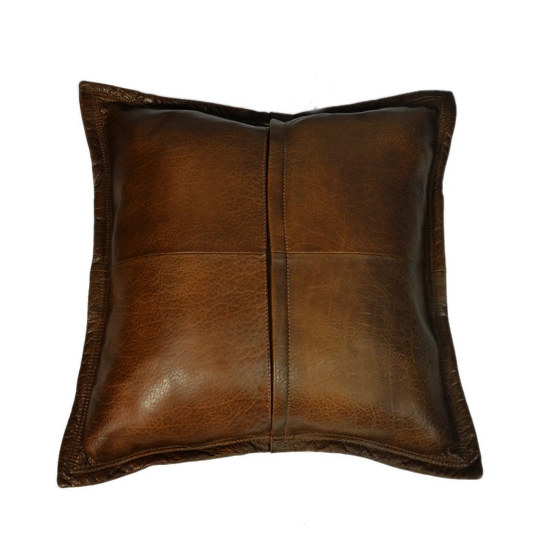 Dark Brown Genuine Leather Cushion Cover Pillow Couch Leather Etsy