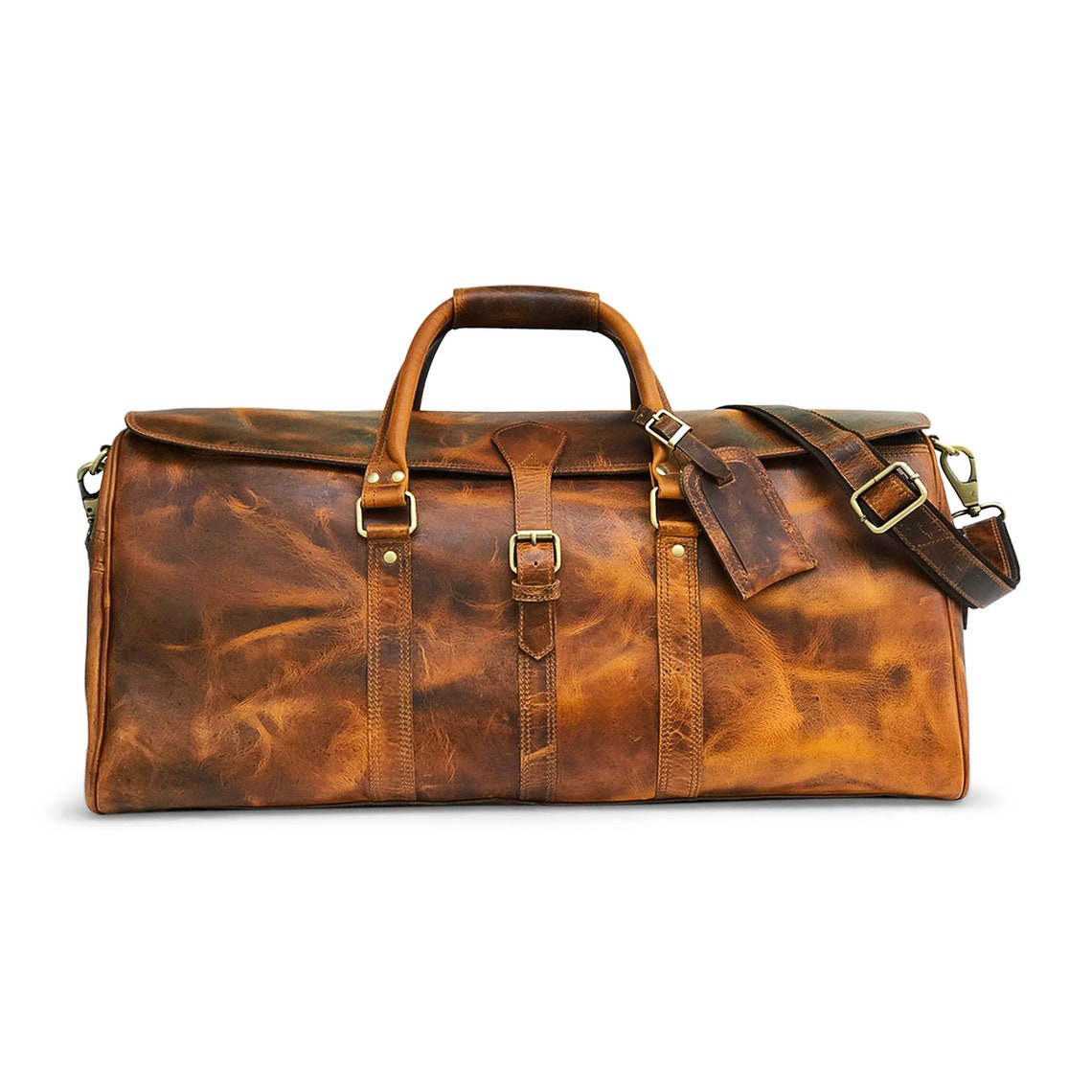Hunter Brown Leather Weekender Bag Women Handmade Travel | Etsy