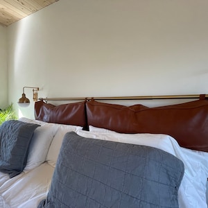 Customizable Full Grain Leather Headboard Cover: Queen Size