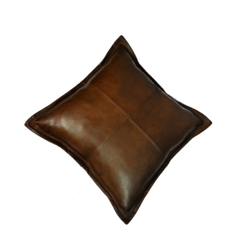 Dark Brown Genuine Leather Cushion Cover Pillow Couch Leather Etsy