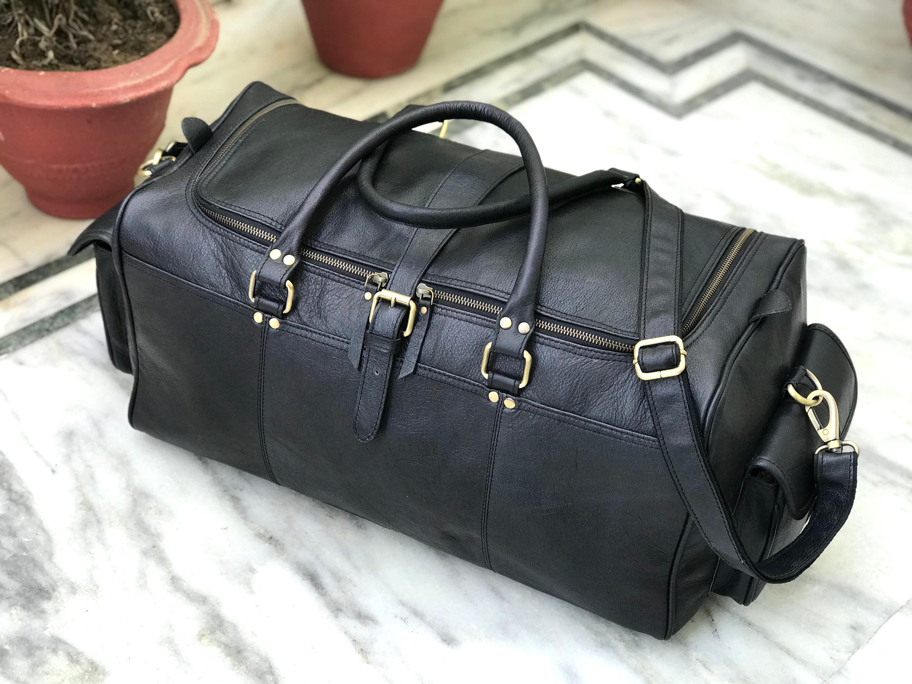 soft leather duffle bag