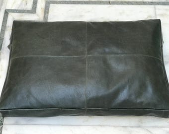 Reddish Brown Leather Seat Cushion Cover: Personalized Dog Bed, Floor Pillow - 30x20x3.5