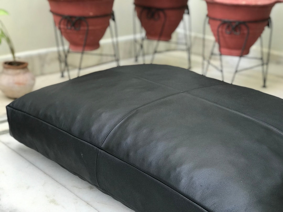 Black 30x20 Customized Genuine Leather Seat Cushion Cover Etsy