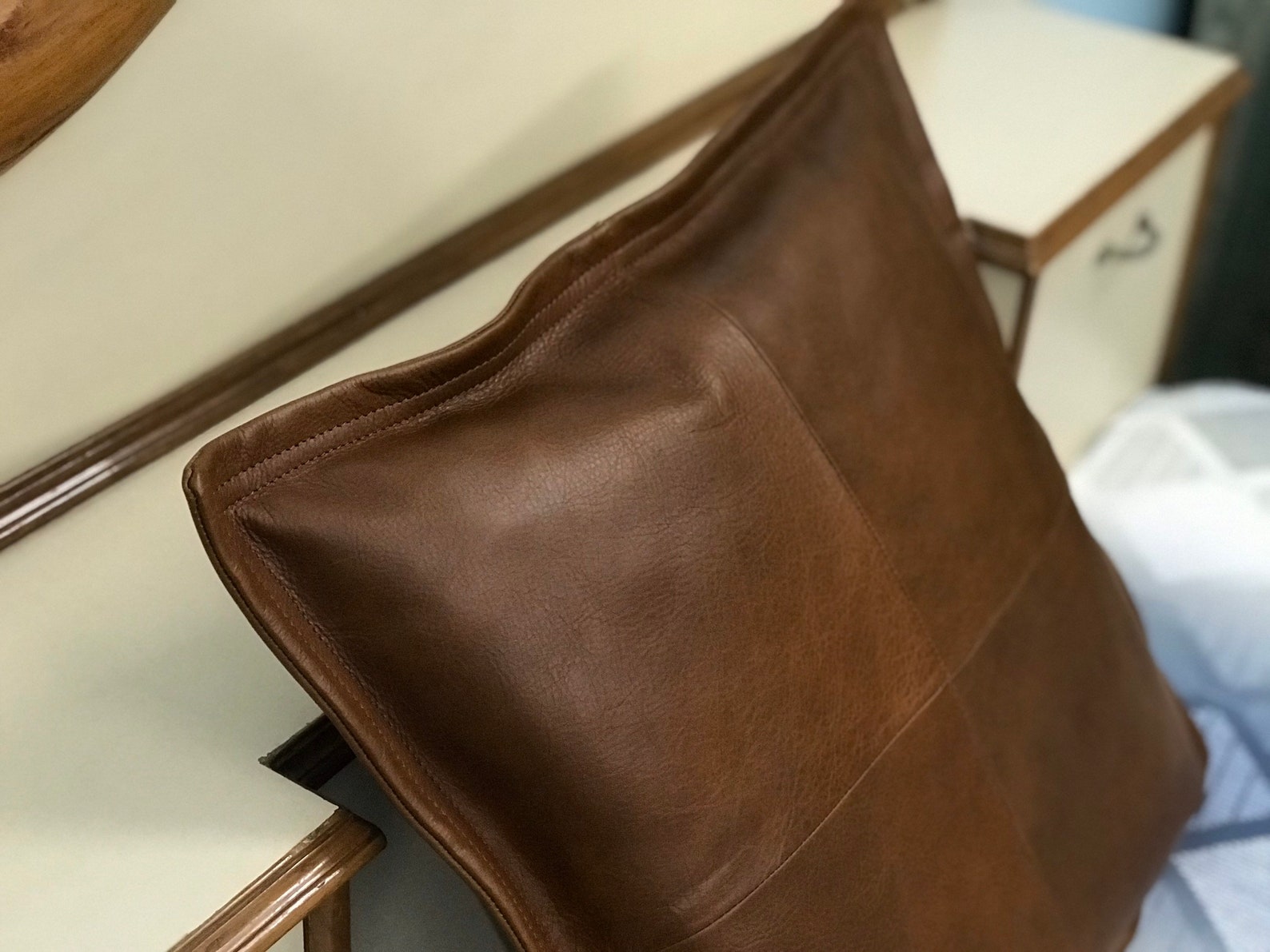 Dark Brown Genuine Leather Cushion Cover Pillow Couch Leather Etsy