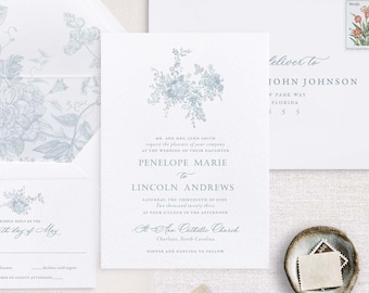 Vintage Floral Wedding Invitation, Boho Floral Wedding Invitation, Elegant Floral Wedding Invitation, Boho Invitation - SAMPLE