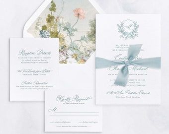 Elegant Floral Wedding Invitation, Vintage Floral Wedding Invitation, Garden Wedding Invitation, Spring Wedding Invitation - SAMPLE