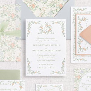Scarlett | Garden Party Wedding Invitation, Colorful Spring and Summer Floral Garden Wedding, Elegant Floral Invitation, Garden Party Invite