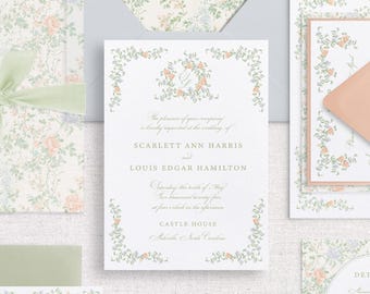 Scarlett | Garden Party Wedding Invitation, Colorful Spring and Summer Floral Garden Wedding, Elegant Floral Invitation, Garden Party Invite