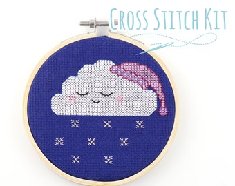 Sleeping Snow Cloud Complete Winter Cross Stitch Kit
