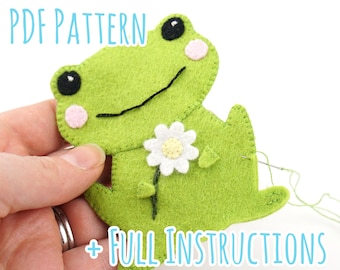 Cute Felt Frog Sewing Pattern with Full Instructions - Instant PDF Download