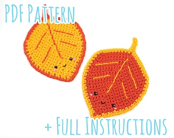 Cute Autumn Leaf Coaster Crochet Pattern with Full Instructions - Instant PDF Download
