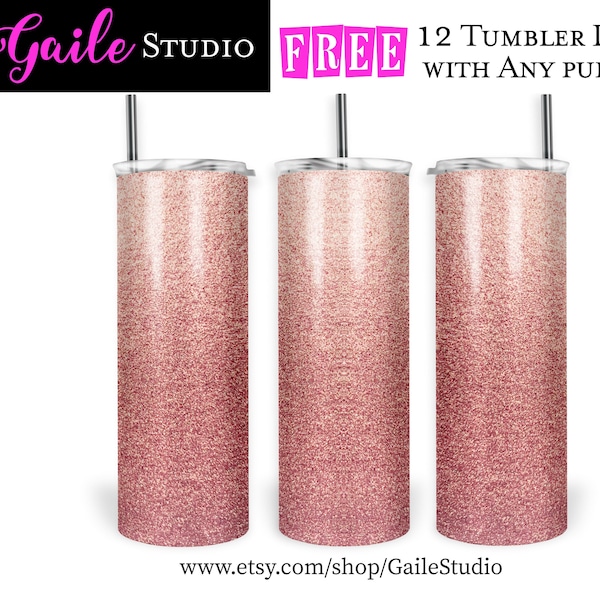 Rose gold tumbler design, 20oz skinny tumbler wrap, Seamless gold tumbler sublimation template, Glitters design warp digital download - TUM3