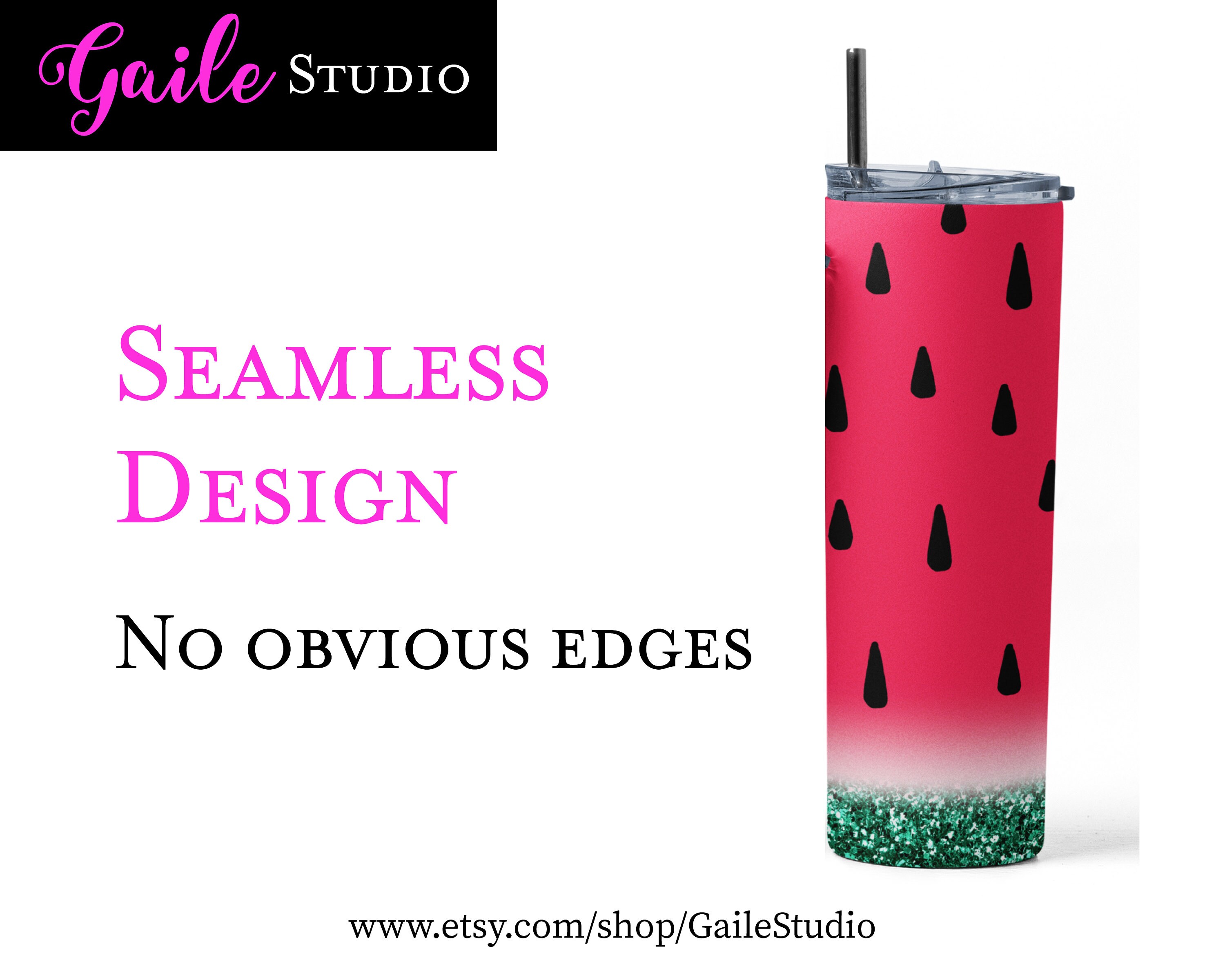 Watermelon Tumbler Design, 20oz Skinny Tumbler Wrap, Seamless Cute