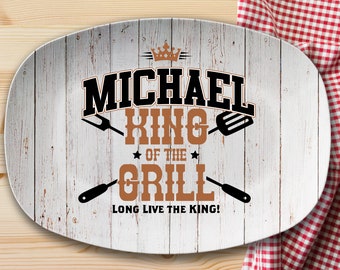 Personalized Platter, BBQ Custom Gift, Fathers Day, Gift for Dad, Papa, BBQ gift, BBQ grilling plate, Barbecue gift, King of the Grill