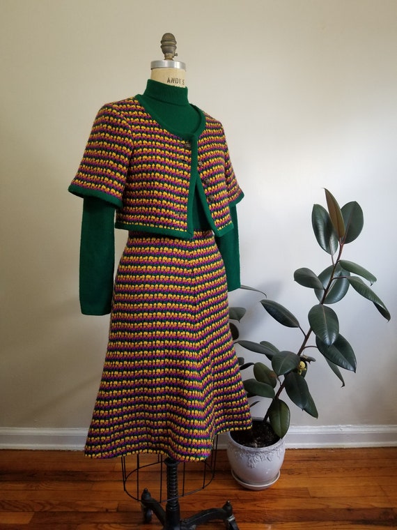 S| Green Colorful Sweater Dress Combo