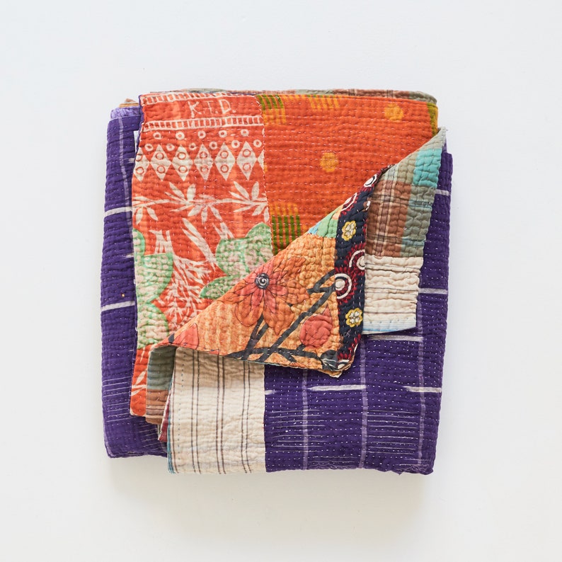 Antique Vintage Kantha Quilt Indian Bed Spreads Embroidered Blanket