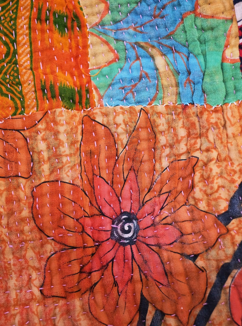 Antique Vintage Kantha Quilt Indian Bed Spreads Embroidered Blanket