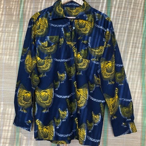 Cotton Unisex shirt made from vintage and antique fabrics, one of a kind size M/L image 3