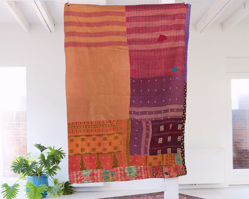 Antique Vintage Kantha Quilt Indian Bed Spreads Embroidered Blanket