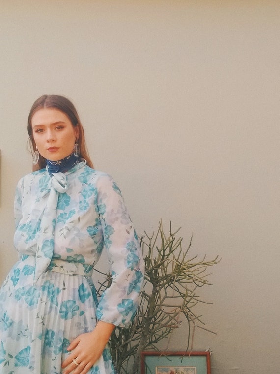 60s Abstract Pattern Dress Small 1960s Long Sleeve