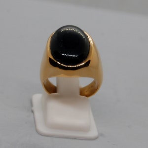 December Birthstone Black Onyx 925 Sterling Silver Ring, Oval Cab Black Onyx Gemstone 18K Rose Gold, 18K Yellow Gold Artisan Gift Jewelry