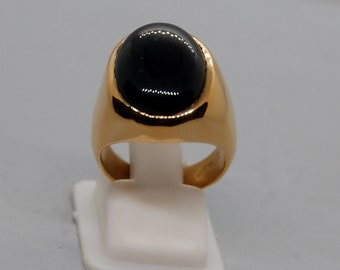 Black Onyx Sterling Silver Ring: 18K Gold Artisan Jewelry