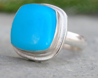 Sleeping Beauty Turquoise Ring: Cushion Cab Sterling Silver Gemstone