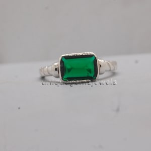 Green Tsavorite Garnet Sterling Silver Ring: Dainty Zodiac Statement