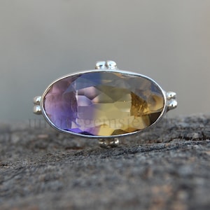 Oval Ametrine 925 Sterling Silver Ring: Two-Tone Gemstone Jewelry
