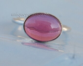 Oval Cab Purple Spinel Ring: 18K Gold Sterling Silver