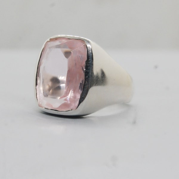 Bague en argent sterling kunzite rose : bijoux tendance pour homme