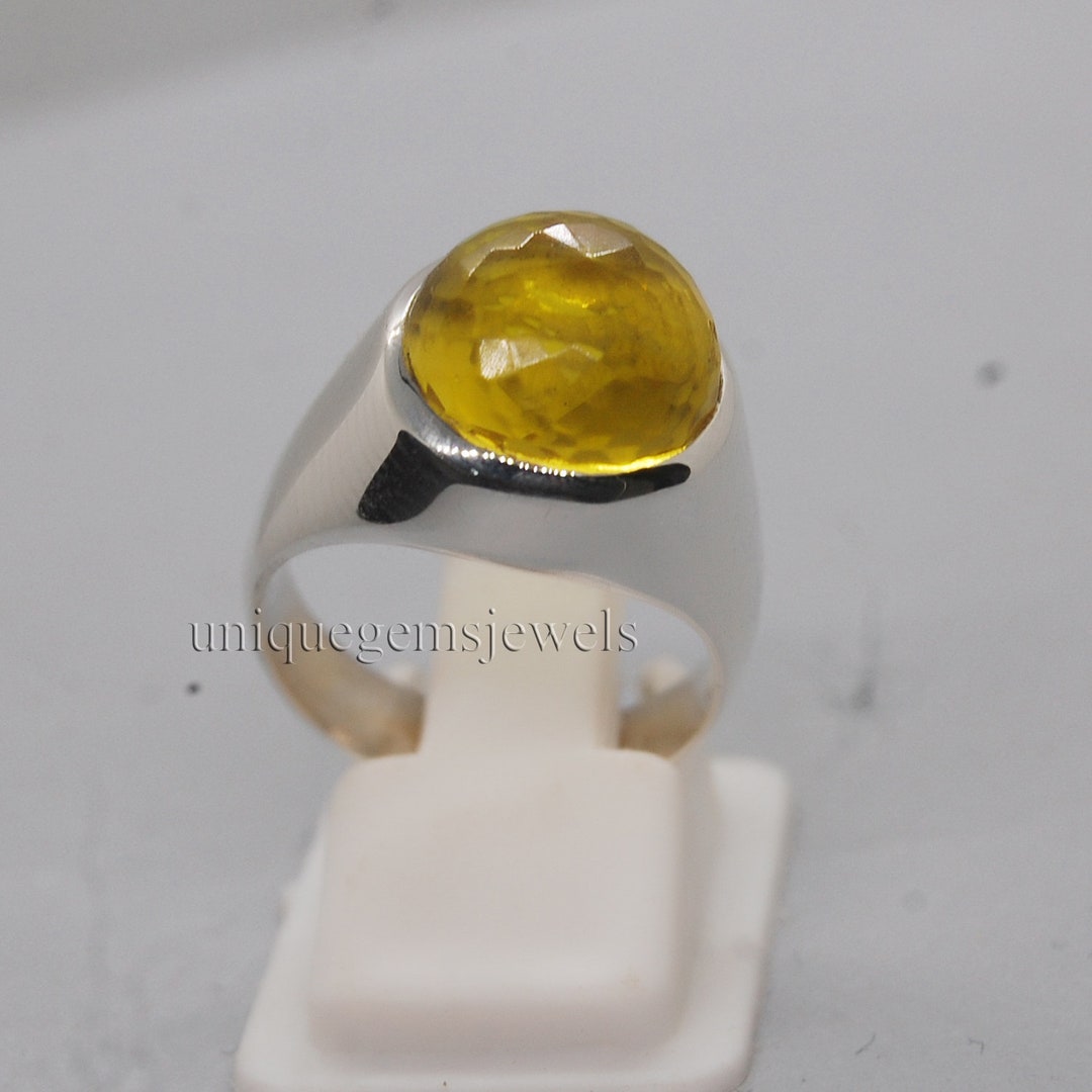 Silver Beryl Rings Rose Cut Golden Beryl Gemstone Ring: Personalized Zodiac, 925 Sterling ...