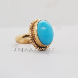 Sleeping Beauty Turquoise Ring: 18K Gold Fill, Sterling Silver
