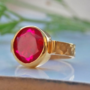 Pink Rubellite Ruby Ring: 925 Sterling Silver, 18K Gold Statement Ring