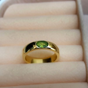 Peridot Quarz 925 Sterling Silber Ring: 18K Gold Signet Sternzeichen-Ring