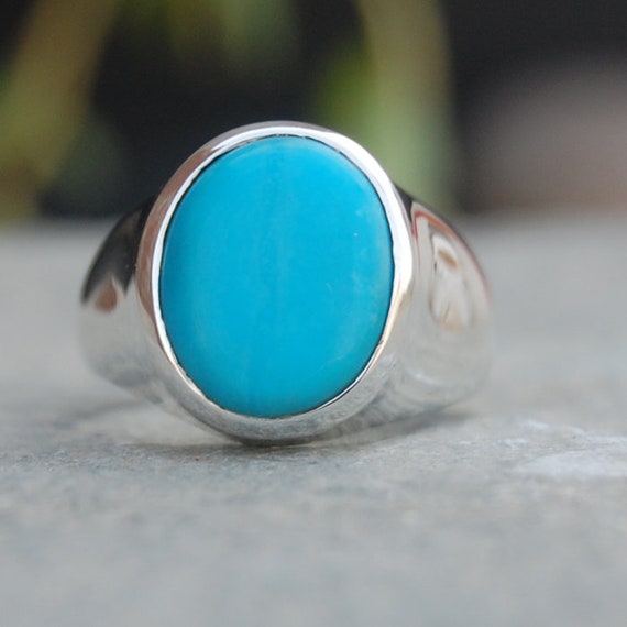 Arizona Blue Turquoise Sterling Silver Ring: Sleeping Beauty Stone