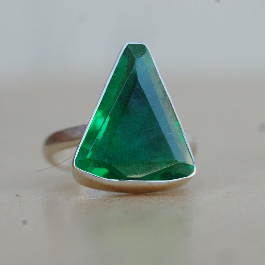 Triangle Dioptase Quartz Ring: Green Gemstone, 925 Sterling Silver - Etsy