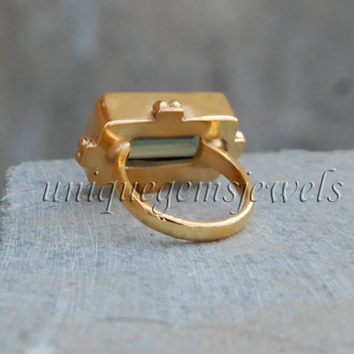 Cushion Cut Green Amethyst 925 Sterling Silver Ring 18K Rose Etsy