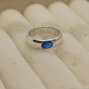Oval Cut Blue Sapphire 925 Sterling Silver Ring, 18K Rose Gold, 18K Yellow Gold  Ring, Sapphire Wedding Band Personalized Signet Zodiac Ring