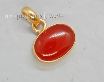 Oval Cab Orange Carnelian 925 Sterling Silver Pendant, 18K Yellow Gold Filled, 18K Rose Gold Fill Pink Statement Wedding Gift Pendant
