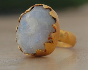 18k Rose Rainbow Moonlight Gems Lady Ring Sólido 925 De De 18k Rose Rainbow Moonlight Gems Lady Ring Sólido 925 De De