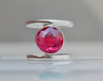 Rose Cut Pink Tourmaline 925 Sterling Silver Ring,  18K Rose Gold, 18K Yellow Gold Pink Tourmaline Ring, Statement Ring , Zodiac Jewelry