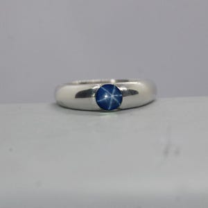 Star Sapphire Gemstone 925 Sterling Silver Ring, 18K Rose Gold, 18K Yellow Gold  Ring, Blue Star Sapphire Personalized Signet Band Ring