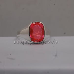 Peach Rhodolite Garnet Gemstone 925 Sterling Silver Ring, 18K Rose Gold, 18K Yellow Gold Ring, Rhodolite Garnet Split Band Ring