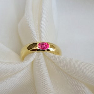 Pink Tourmaline Ring: 18K Gold Fill Sterling Silver Band
