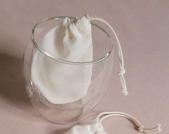 Reusable Organic Cotton Tea Bag Set | Handmade Tea Infuser Bags (2 pcs) | Eco-Friendly, Zero Waste | GOTS Certified | Washable & Reusable
