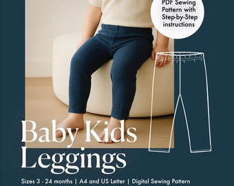 DIY | Baby & Toddler Leggings Sewing Pattern | 3-24 Months | Digital Download | Beginner friendly