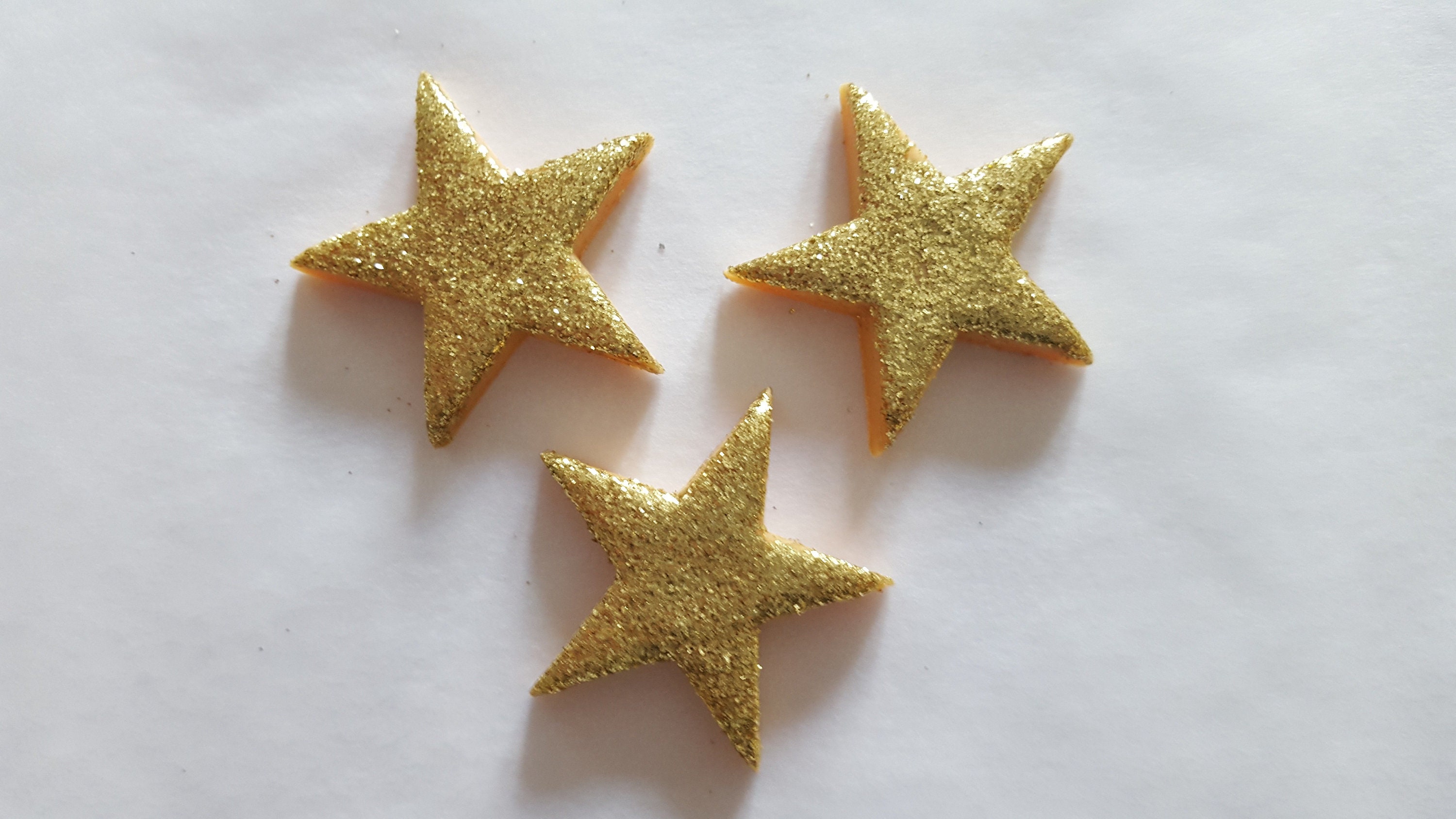 12 Glittery Gold Stars Edible Sugar Cake Decorations / Etsy