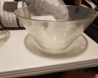 Large clear glass serving bowl